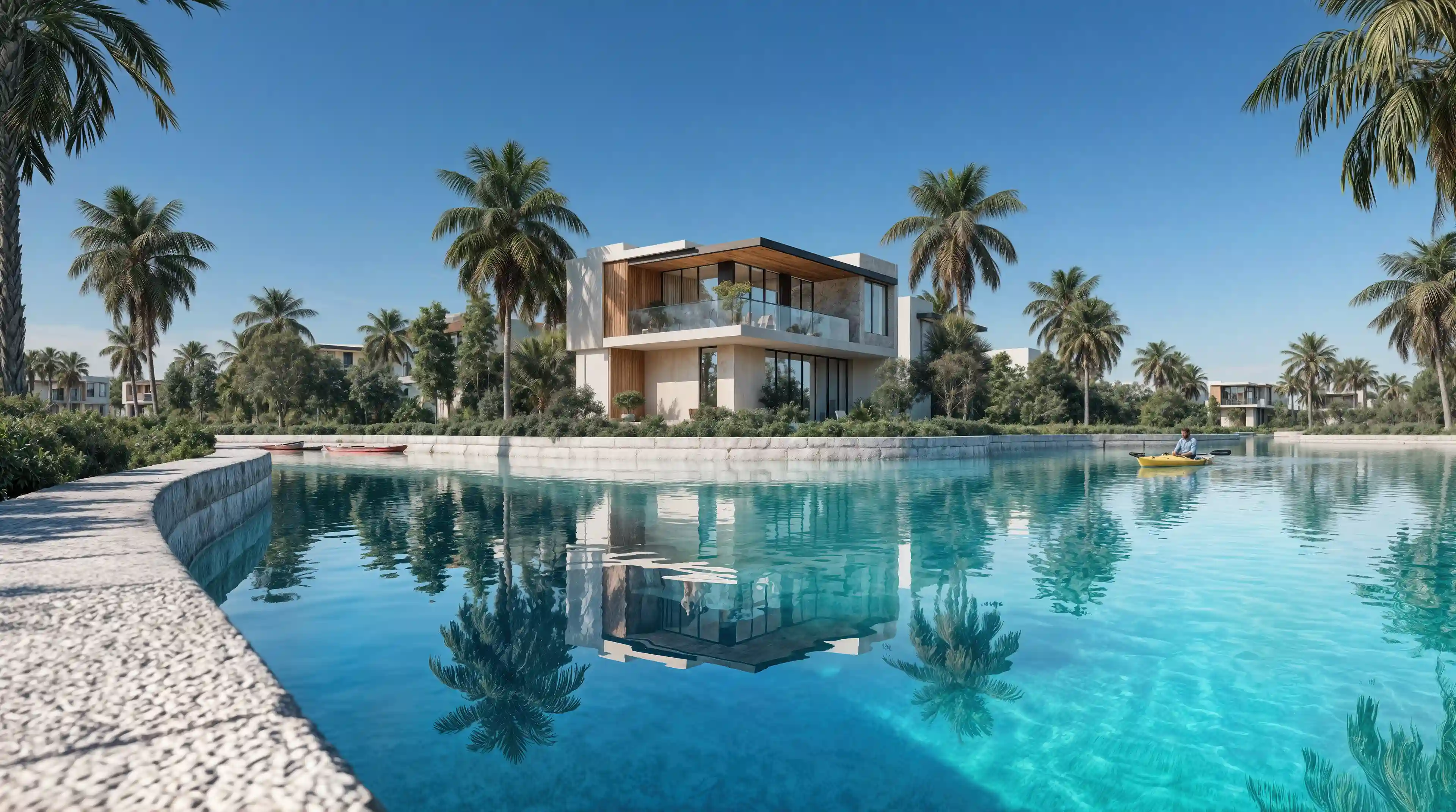 Desert villa exterior — day render